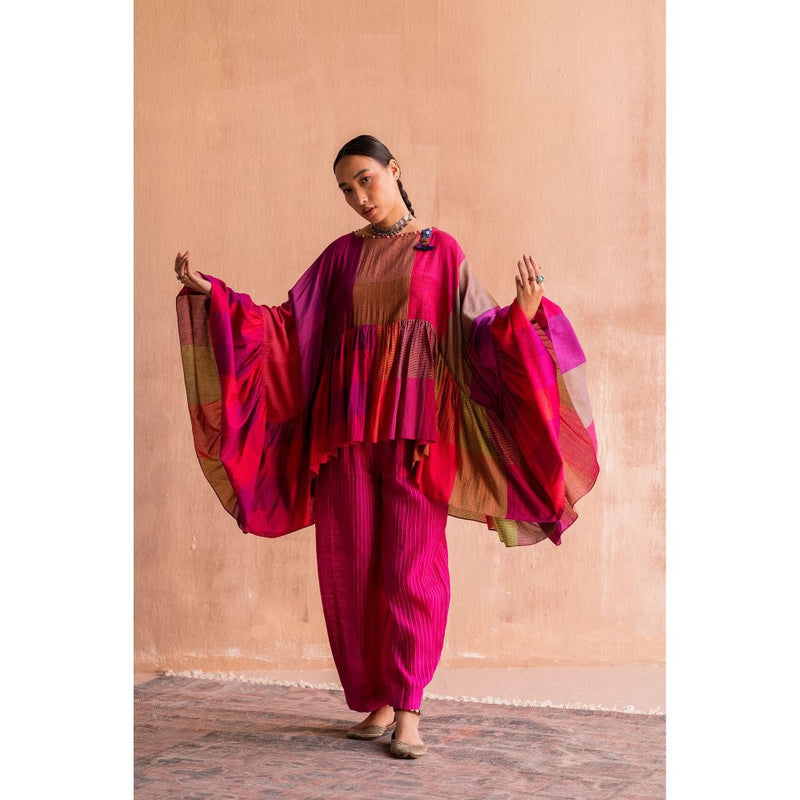 SWATTI KAPOOR Rani Pink Colorblock Print Top