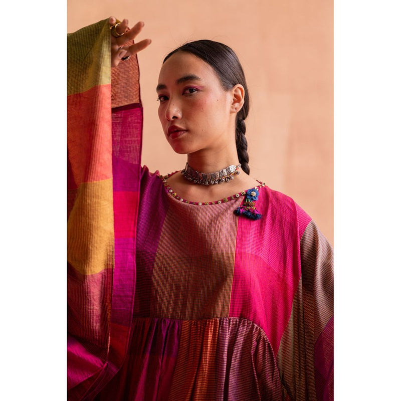 SWATTI KAPOOR Rani Pink Colorblock Print Top