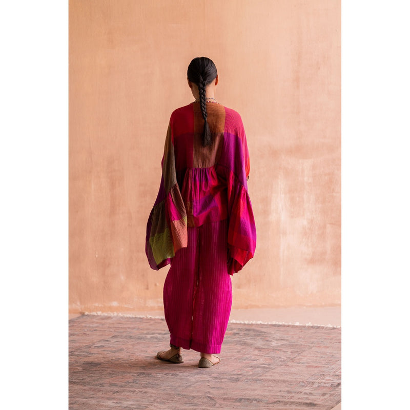 SWATTI KAPOOR Rani Pink Colorblock Print Top