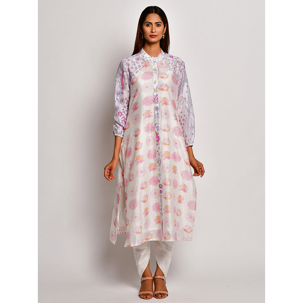 Swati Vijaivargie In Bloom Off White Floral Kurta With Dhoti Pants (Set of 2)
