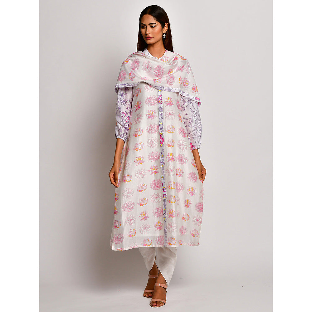 Swati Vijaivargie In Bloom Off White Floral Kurta With Dhoti Pants (Set of 2)