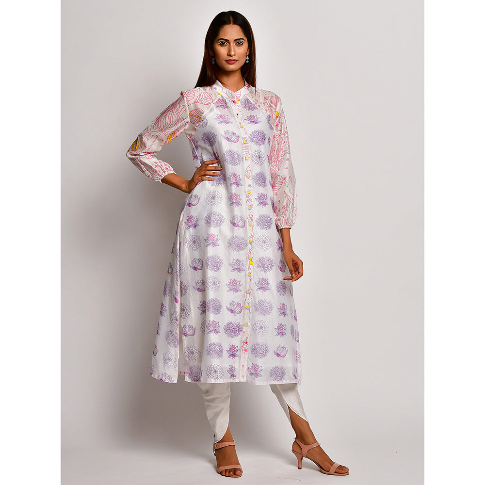 Swati Vijaivargie In Bloom White Floral Kurta With Dhoti Pants (Set of 2)