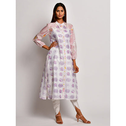 Swati Vijaivargie In Bloom White Floral Kurta With Dhoti Pants (Set of 2)