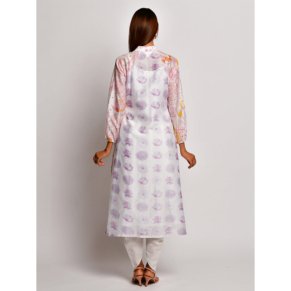 Swati Vijaivargie In Bloom White Floral Kurta With Dhoti Pants (Set of 2)