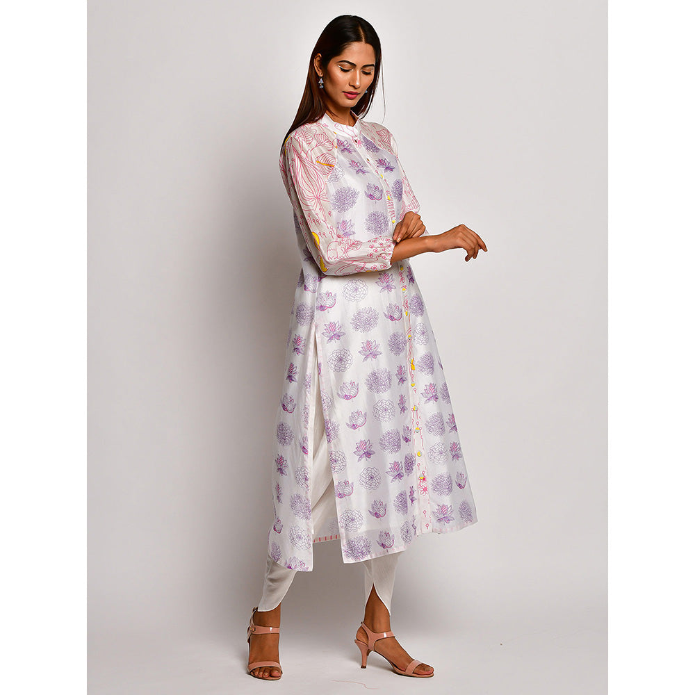 Swati Vijaivargie In Bloom White Floral Kurta With Dhoti Pants (Set of 2)