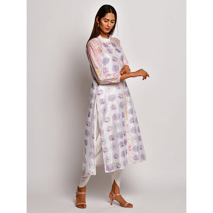 Swati Vijaivargie In Bloom White Floral Kurta With Dhoti Pants (Set of 2)