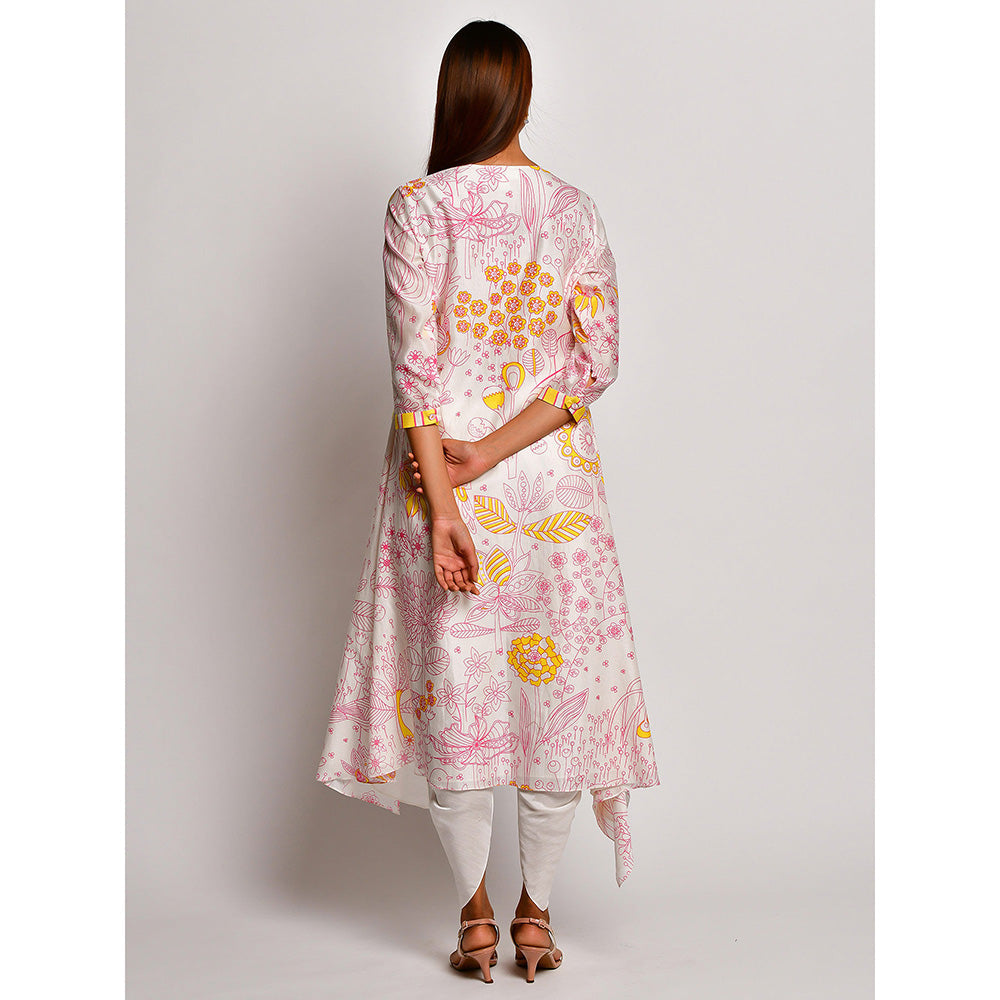 Swati Vijaivargie In Bloom Off White Asymmetric Printed Kurta With Dhoti Pants (Set of 2)