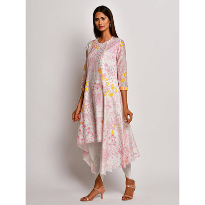 Swati Vijaivargie In Bloom Off White Asymmetric Printed Kurta With Dhoti Pants (Set of 2)