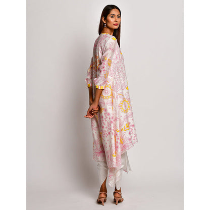 Swati Vijaivargie In Bloom Off White Asymmetric Printed Kurta With Dhoti Pants (Set of 2)