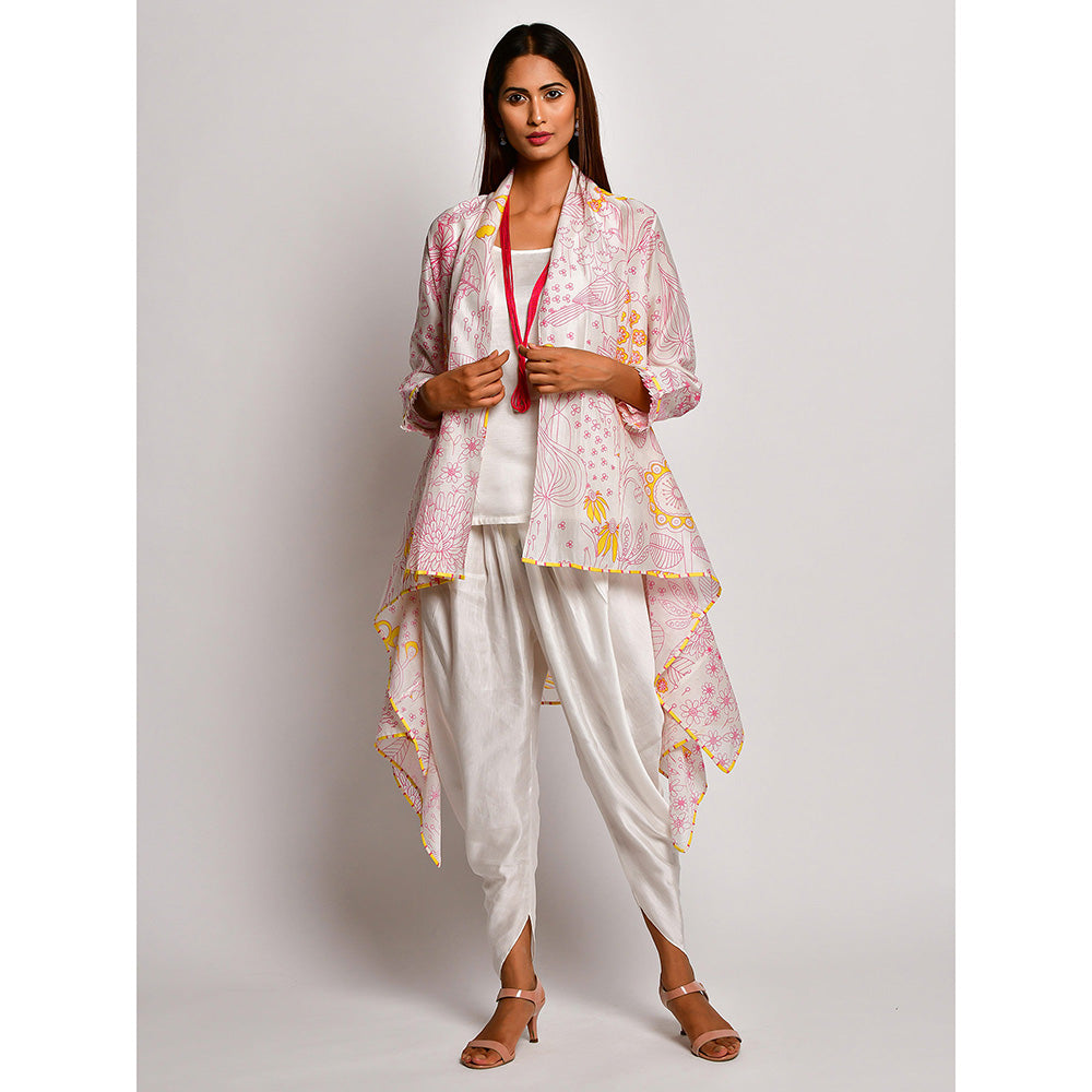 Swati Vijaivargie In Bloom Off White Printed Jacket With Camisole And Dhoti Pants (Set of 3)