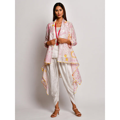 Swati Vijaivargie In Bloom Off White Printed Jacket With Camisole And Dhoti Pants (Set of 3)