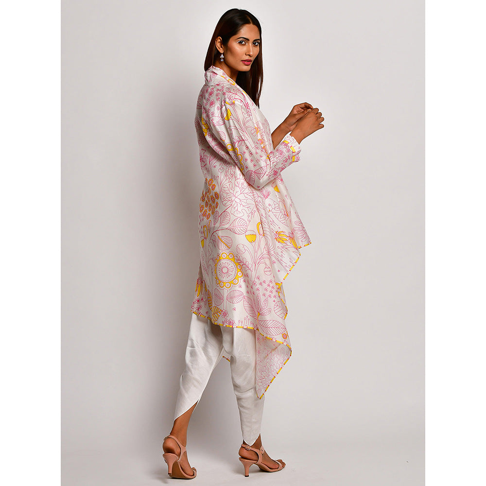 Swati Vijaivargie In Bloom Off White Printed Jacket With Camisole And Dhoti Pants (Set of 3)