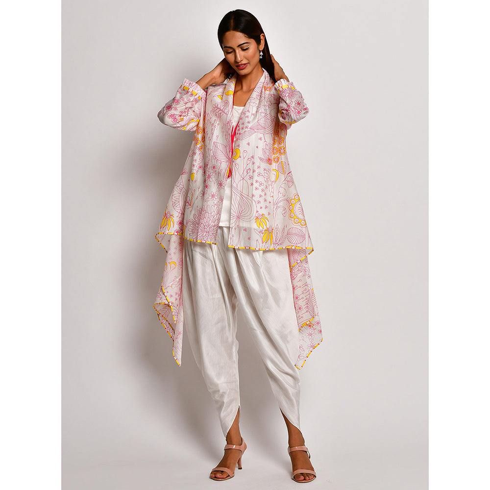 Swati Vijaivargie In Bloom Off White Printed Jacket With Camisole And Dhoti Pants (Set of 3)