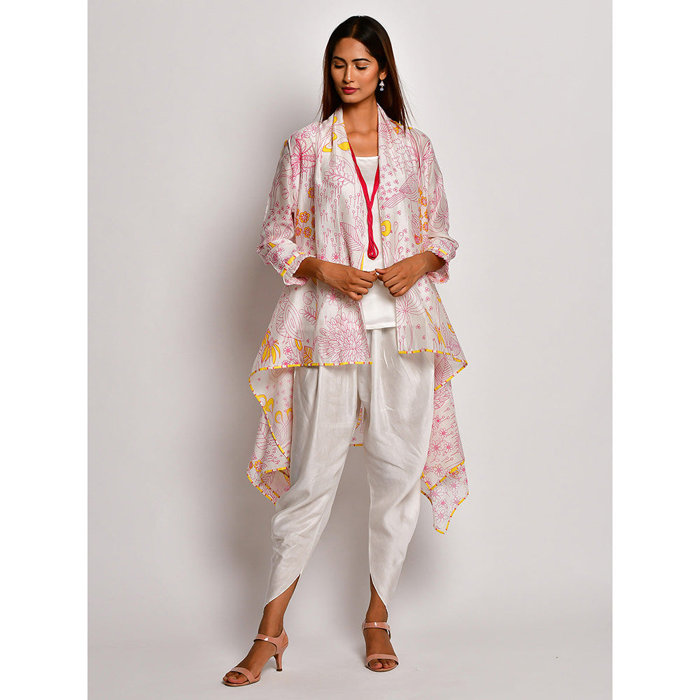 Swati Vijaivargie In Bloom Off White Printed Jacket With Camisole And Dhoti Pants (Set of 3)