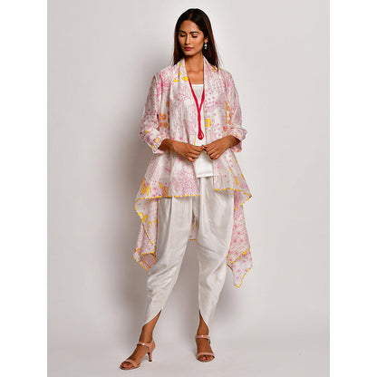 Swati Vijaivargie In Bloom Off White Printed Jacket With Camisole And Dhoti Pants (Set of 3)