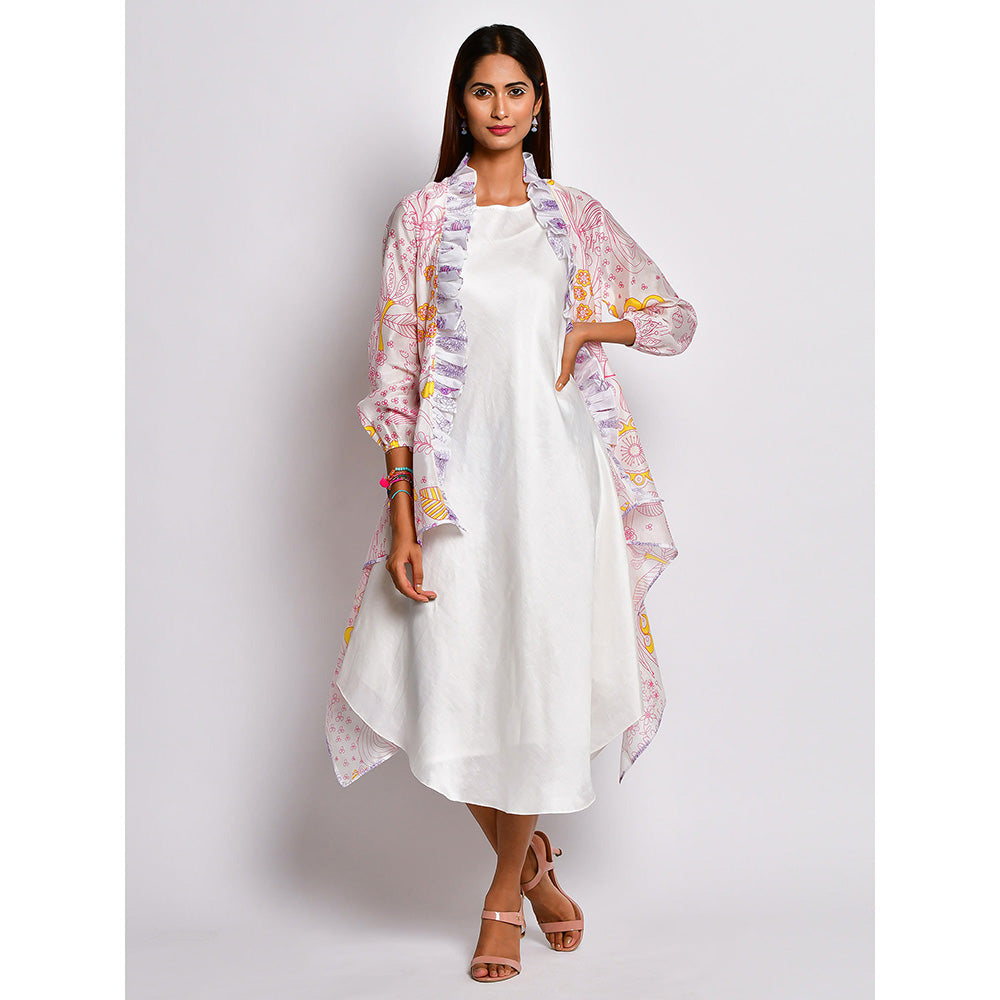 Swati Vijaivargie In Bloom Off White Dress With Frill Jacket (Set of 2)