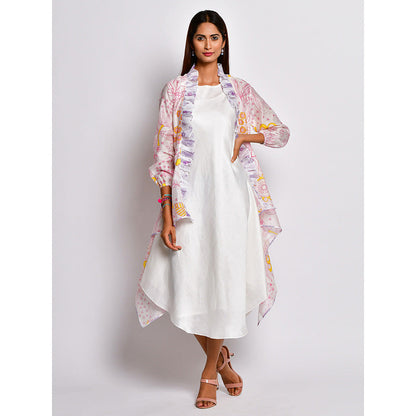 Swati Vijaivargie In Bloom Off White Dress With Frill Jacket (Set of 2)