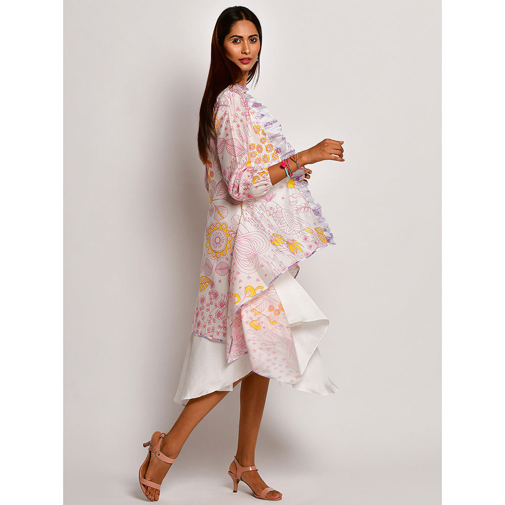Swati Vijaivargie In Bloom Off White Dress With Frill Jacket (Set of 2)