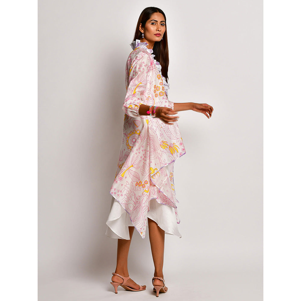 Swati Vijaivargie In Bloom Off White Dress With Frill Jacket (Set of 2)