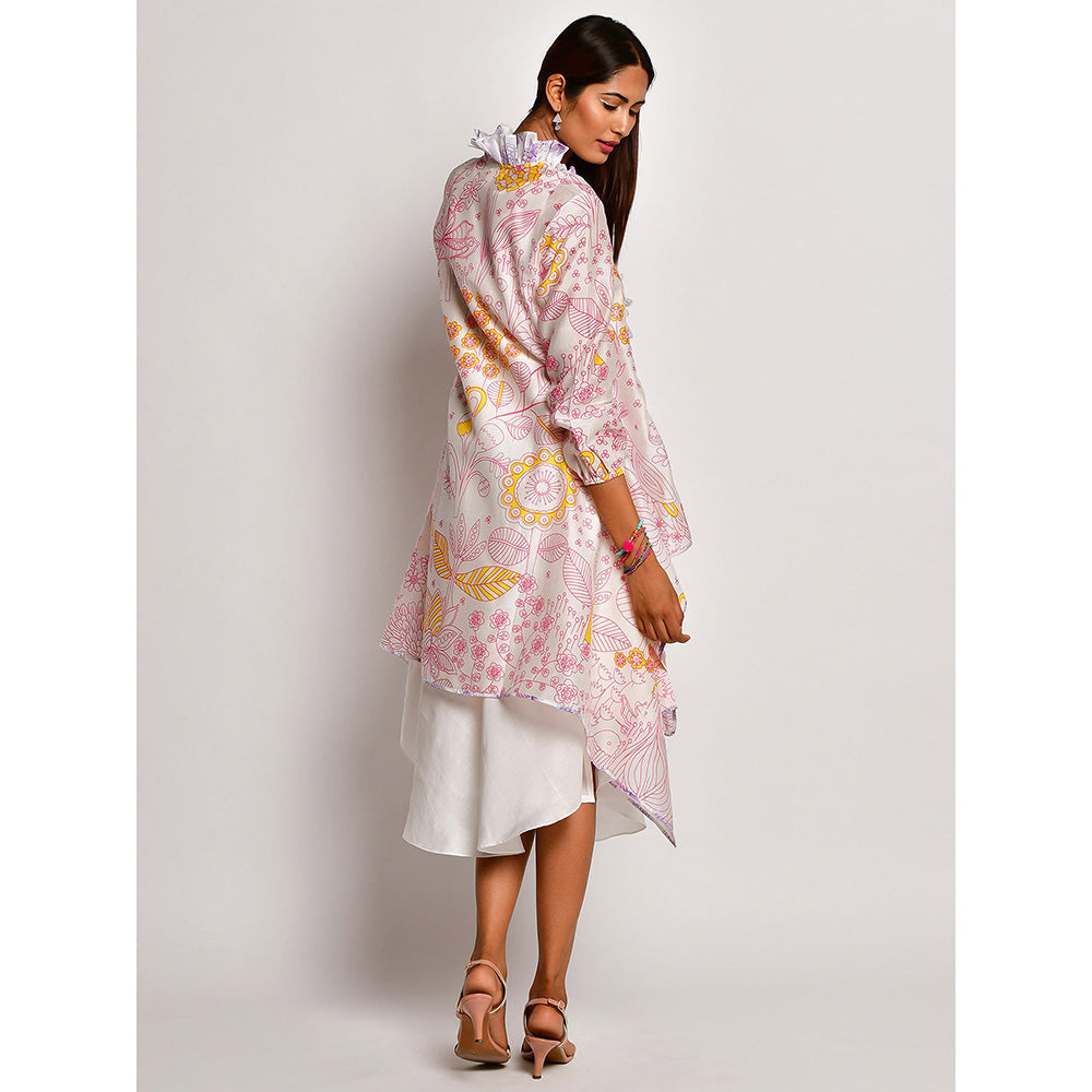 Swati Vijaivargie In Bloom Off White Dress With Frill Jacket (Set of 2)