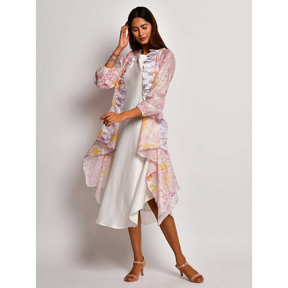 Swati Vijaivargie In Bloom Off White Dress With Frill Jacket (Set of 2)