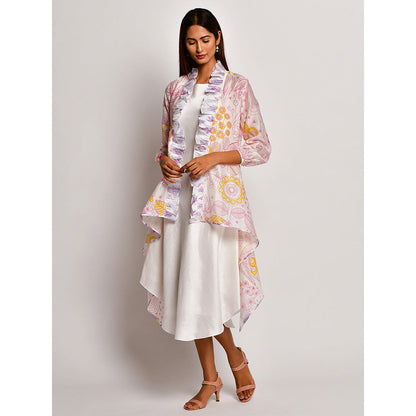 Swati Vijaivargie In Bloom Off White Dress With Frill Jacket (Set of 2)