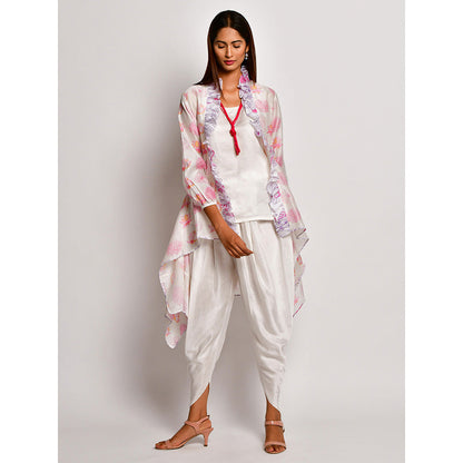 Swati Vijaivargie In Bloom Off White Frill Jacket With Camisole And Dhoti Pants (Set of 3)