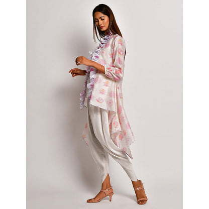 Swati Vijaivargie In Bloom Off White Frill Jacket With Camisole And Dhoti Pants (Set of 3)