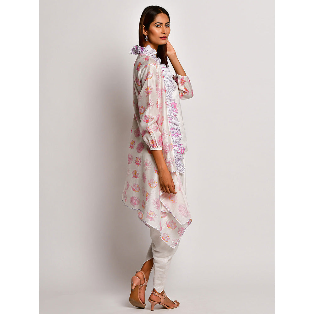 Swati Vijaivargie In Bloom Off White Frill Jacket With Camisole And Dhoti Pants (Set of 3)
