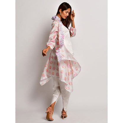 Swati Vijaivargie In Bloom Off White Frill Jacket With Camisole And Dhoti Pants (Set of 3)