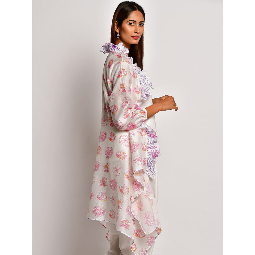 Swati Vijaivargie In Bloom Off White Frill Jacket With Camisole And Dhoti Pants (Set of 3)