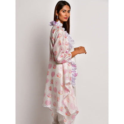Swati Vijaivargie In Bloom Off White Frill Jacket With Camisole And Dhoti Pants (Set of 3)