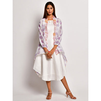 Swati Vijaivargie In Bloom Off White Dress With Printed Jacket (Set of 2)