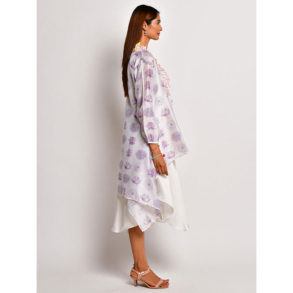 Swati Vijaivargie In Bloom Off White Dress With Printed Jacket (Set of 2)