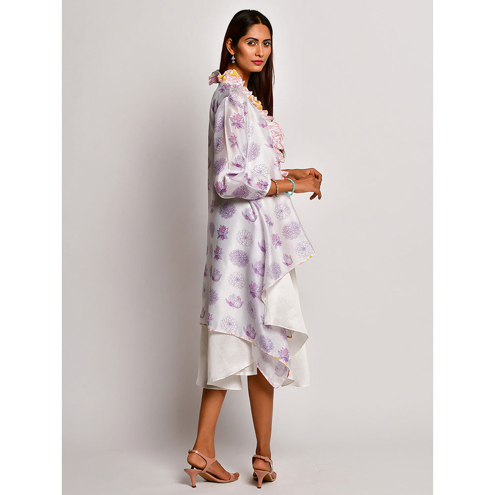 Swati Vijaivargie In Bloom Off White Dress With Printed Jacket (Set of 2)