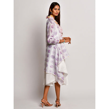 Swati Vijaivargie In Bloom Off White Dress With Printed Jacket (Set of 2)
