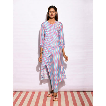 Swati Vijaivargie In Bloom Sky Blue Striped Drape Tunic