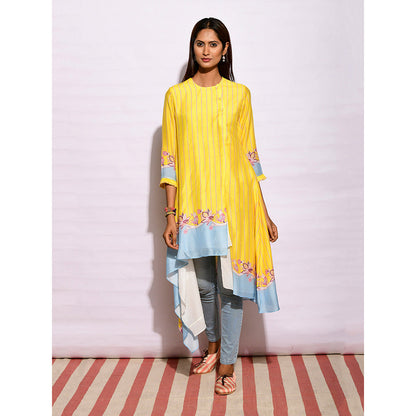 Swati Vijaivargie In Bloom Yellow Asymmetric Printed Tunic