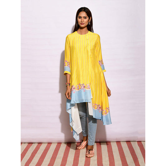 Swati Vijaivargie In Bloom Yellow Asymmetric Printed Tunic