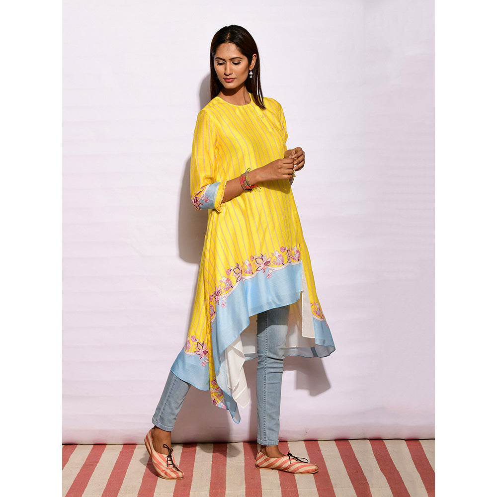 Swati Vijaivargie In Bloom Yellow Asymmetric Printed Tunic