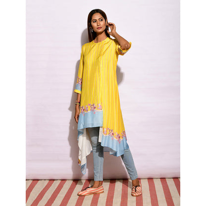 Swati Vijaivargie In Bloom Yellow Asymmetric Printed Tunic