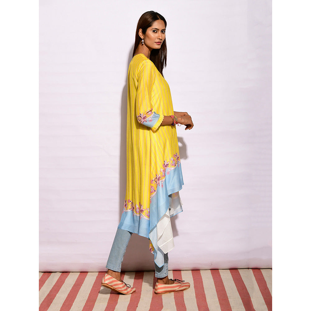 Swati Vijaivargie In Bloom Yellow Asymmetric Printed Tunic