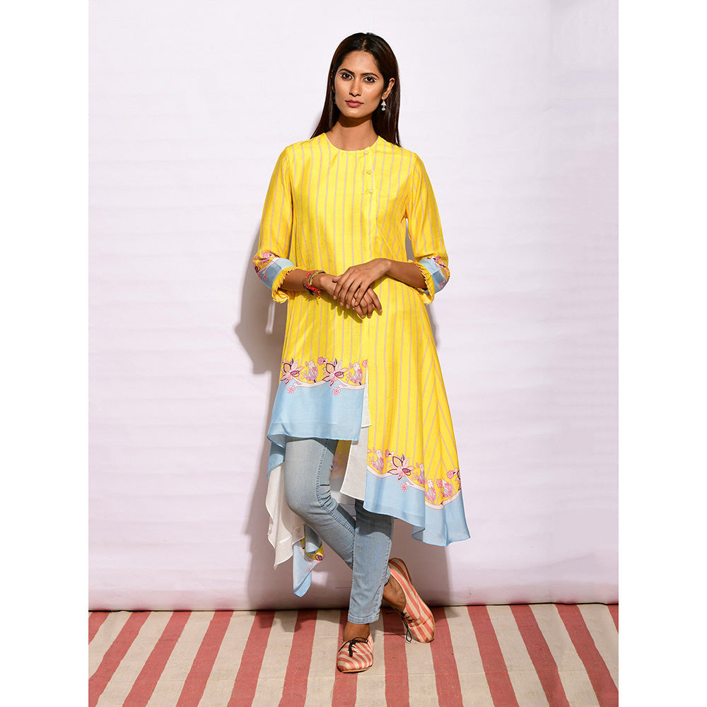 Swati Vijaivargie In Bloom Yellow Asymmetric Printed Tunic