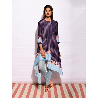 Swati Vijaivargie In Bloom Navy Blue Asymmetric Printed Tunic