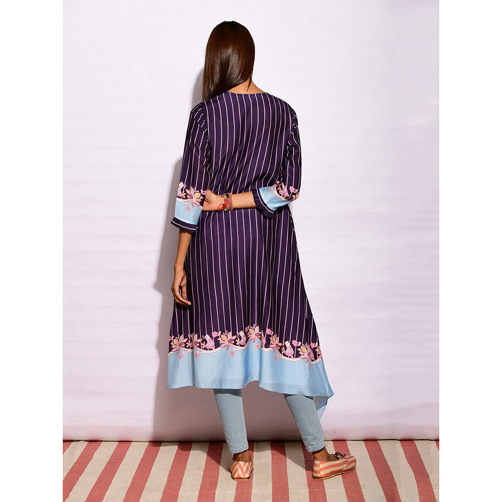 Swati Vijaivargie In Bloom Navy Blue Asymmetric Printed Tunic