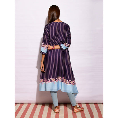 Swati Vijaivargie In Bloom Navy Blue Asymmetric Printed Tunic