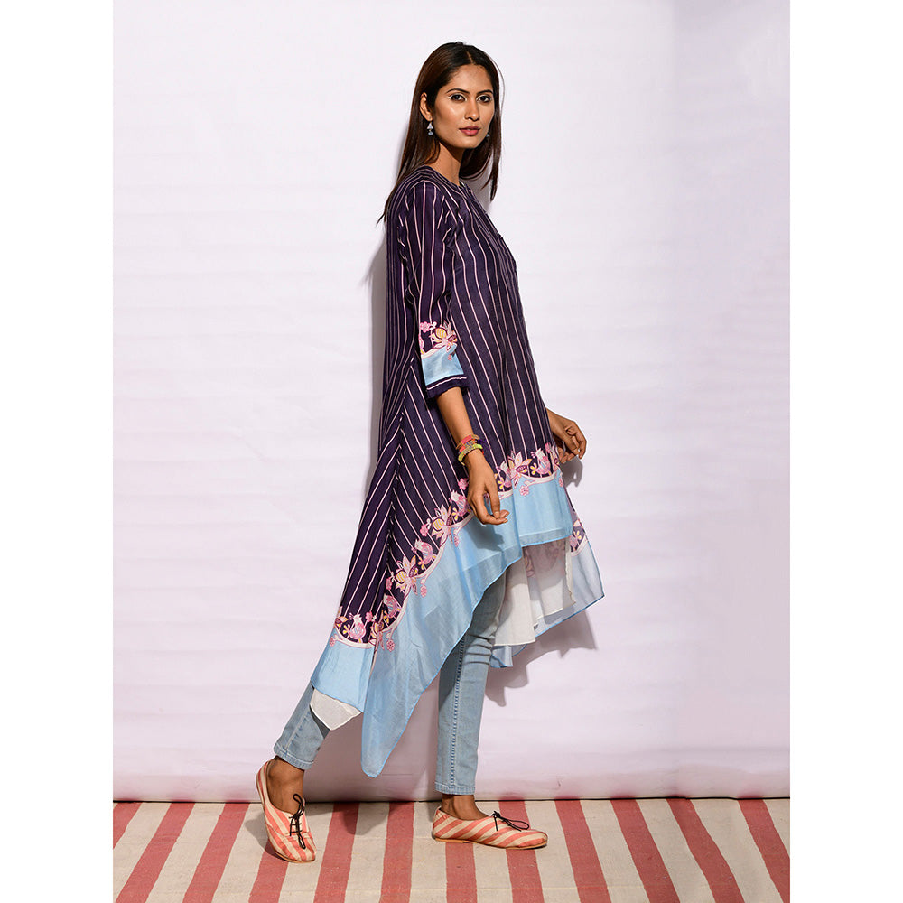 Swati Vijaivargie In Bloom Navy Blue Asymmetric Printed Tunic