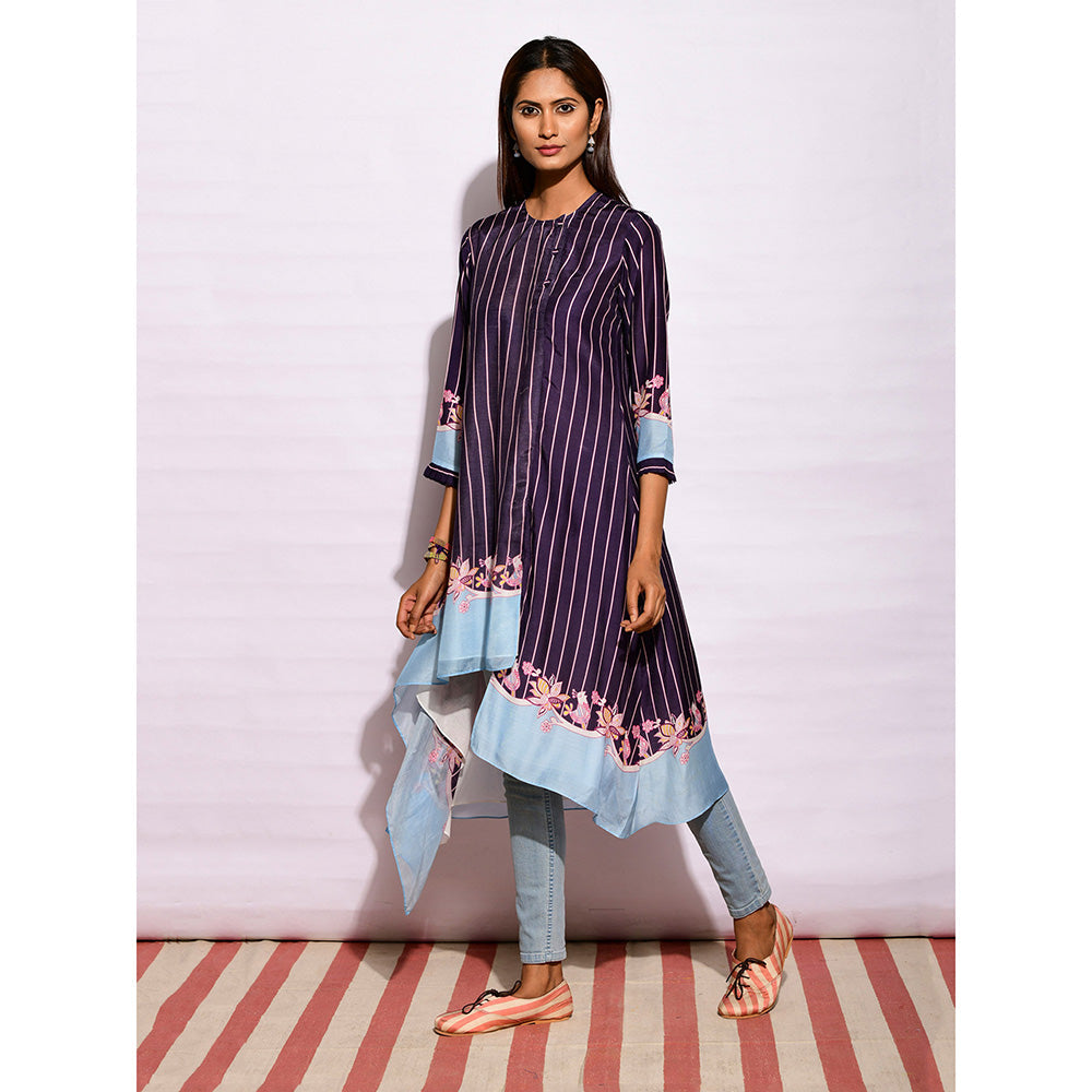 Swati Vijaivargie In Bloom Navy Blue Asymmetric Printed Tunic
