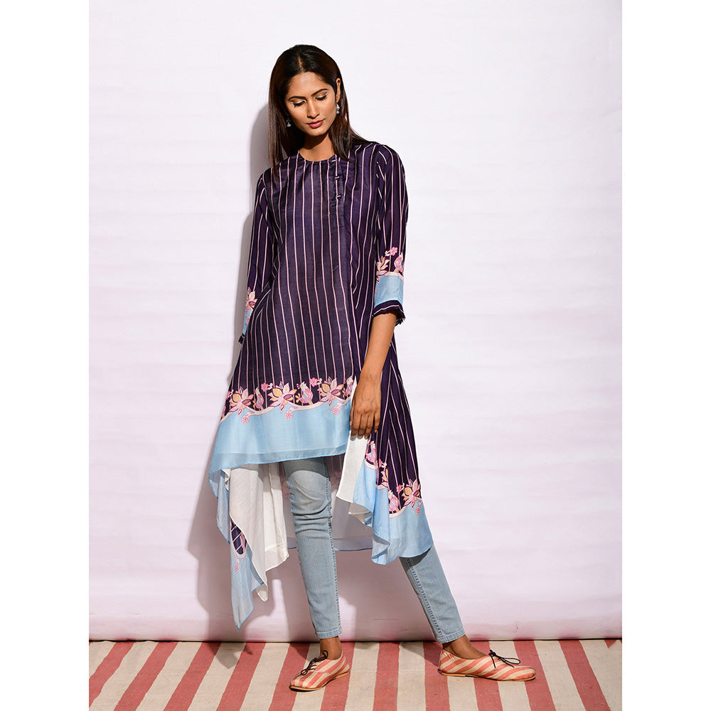 Swati Vijaivargie In Bloom Navy Blue Asymmetric Printed Tunic