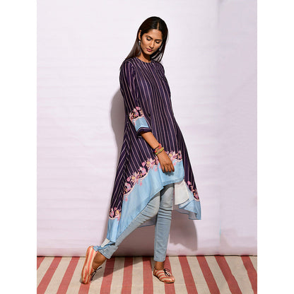 Swati Vijaivargie In Bloom Navy Blue Asymmetric Printed Tunic